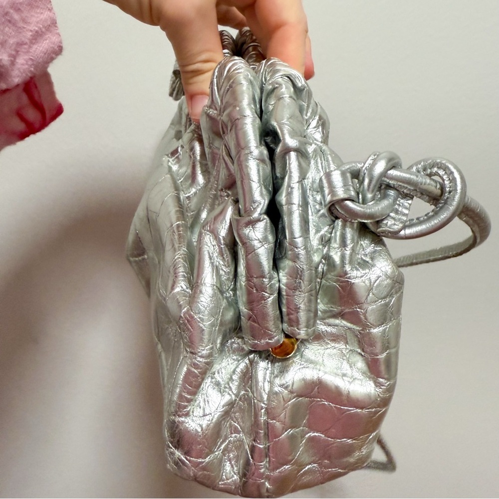 Mansur Gavriel bag silver metallic cloud clutch convertible shoulder party - Picture 12 of 15